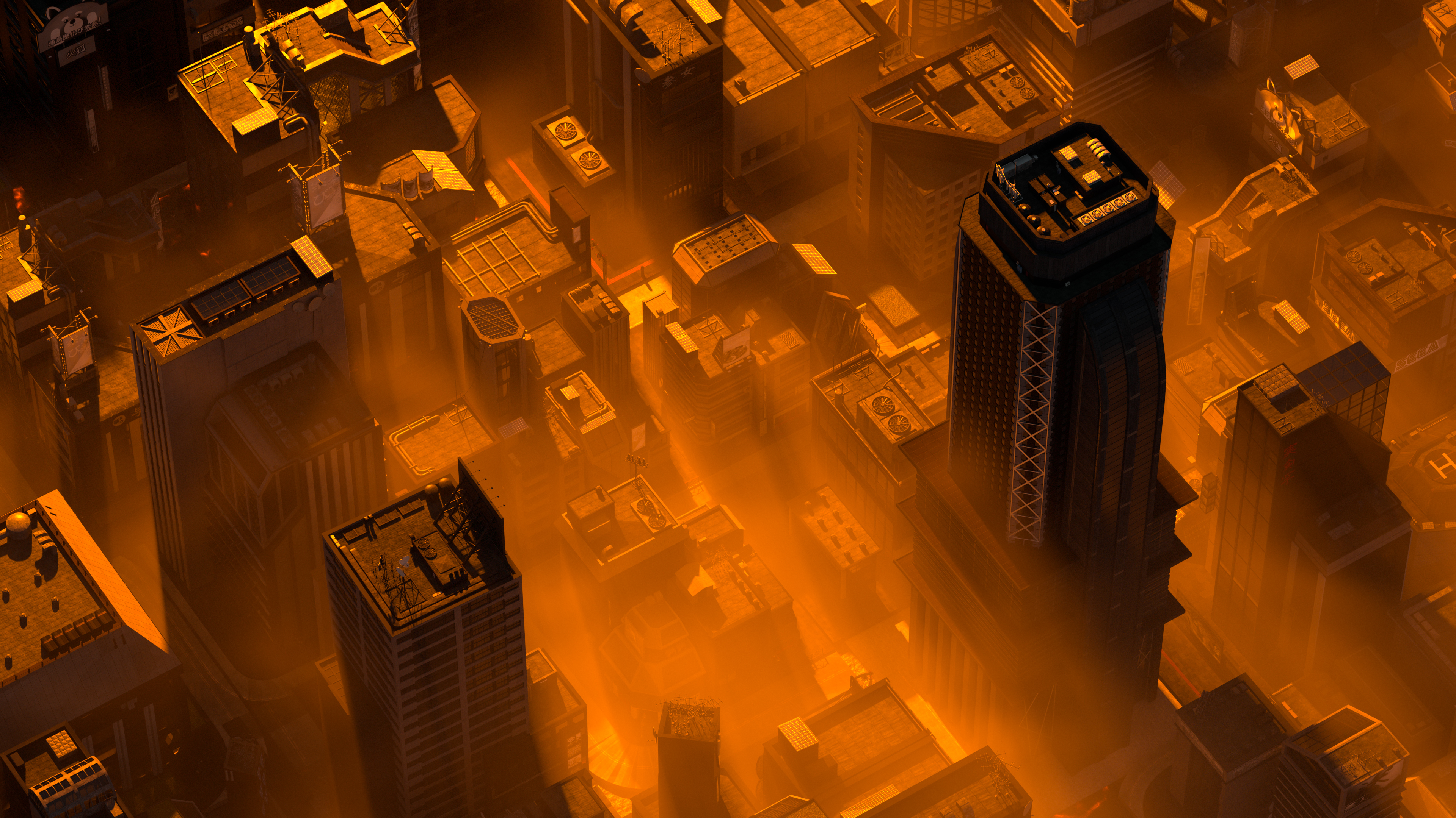 Gruner 3D Imagefilm Brandschutz Gebäude Vogelperspektive auf die Gebäude einer Stadt