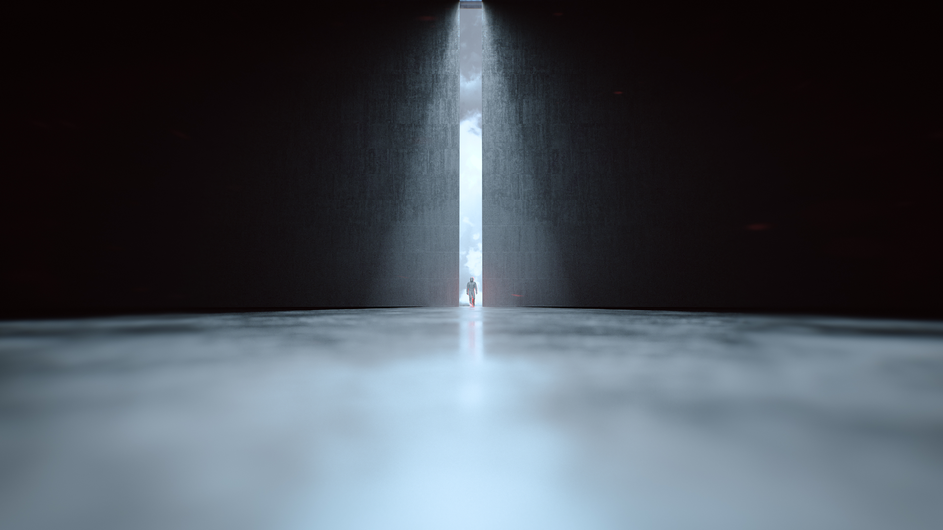 Hermle HS-Flex Kampagne Social Media Film Türen Animation sich öffnender Türen mit einer Person im Licht