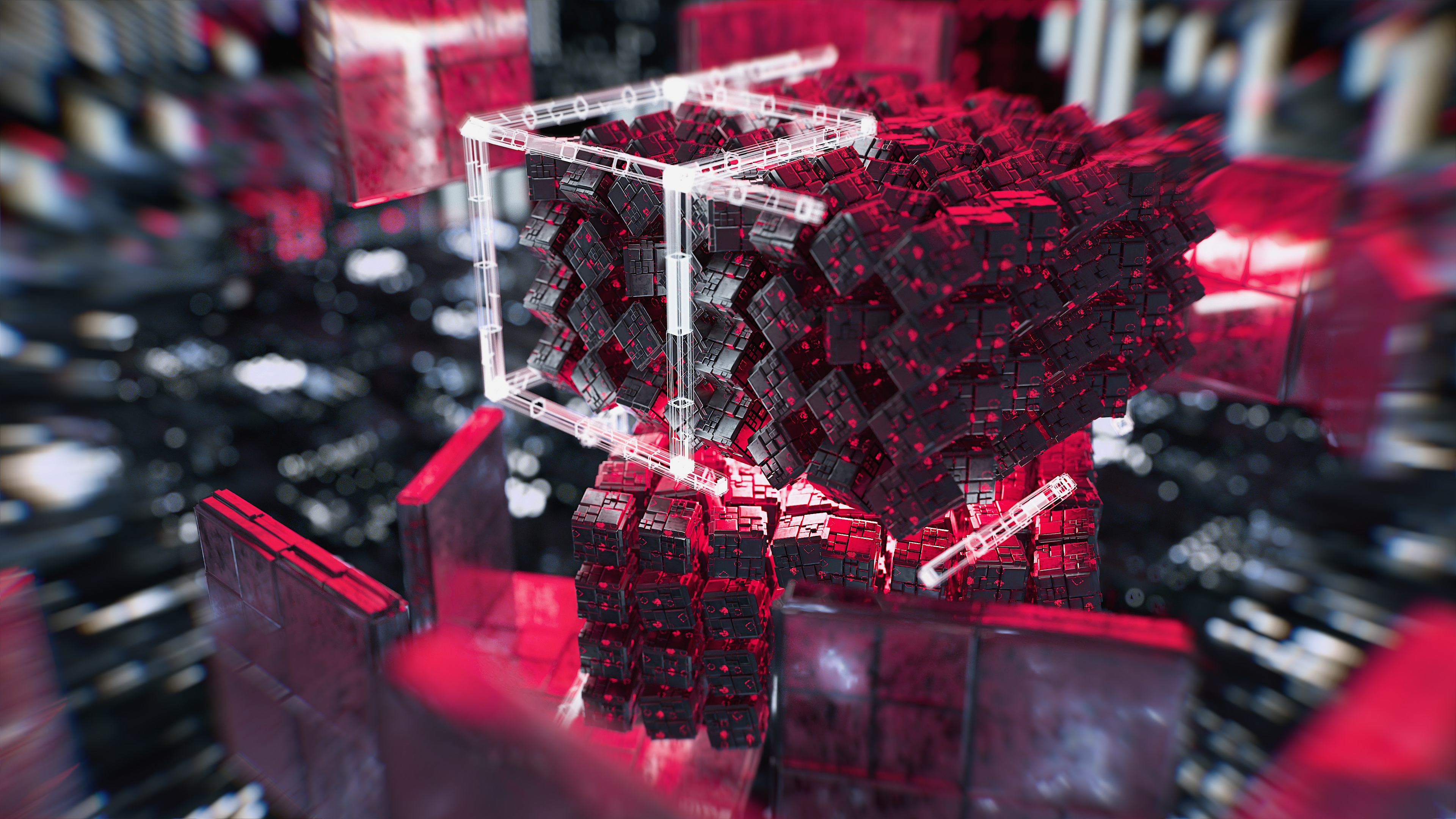 3D Animation eines abstrakten Würfels