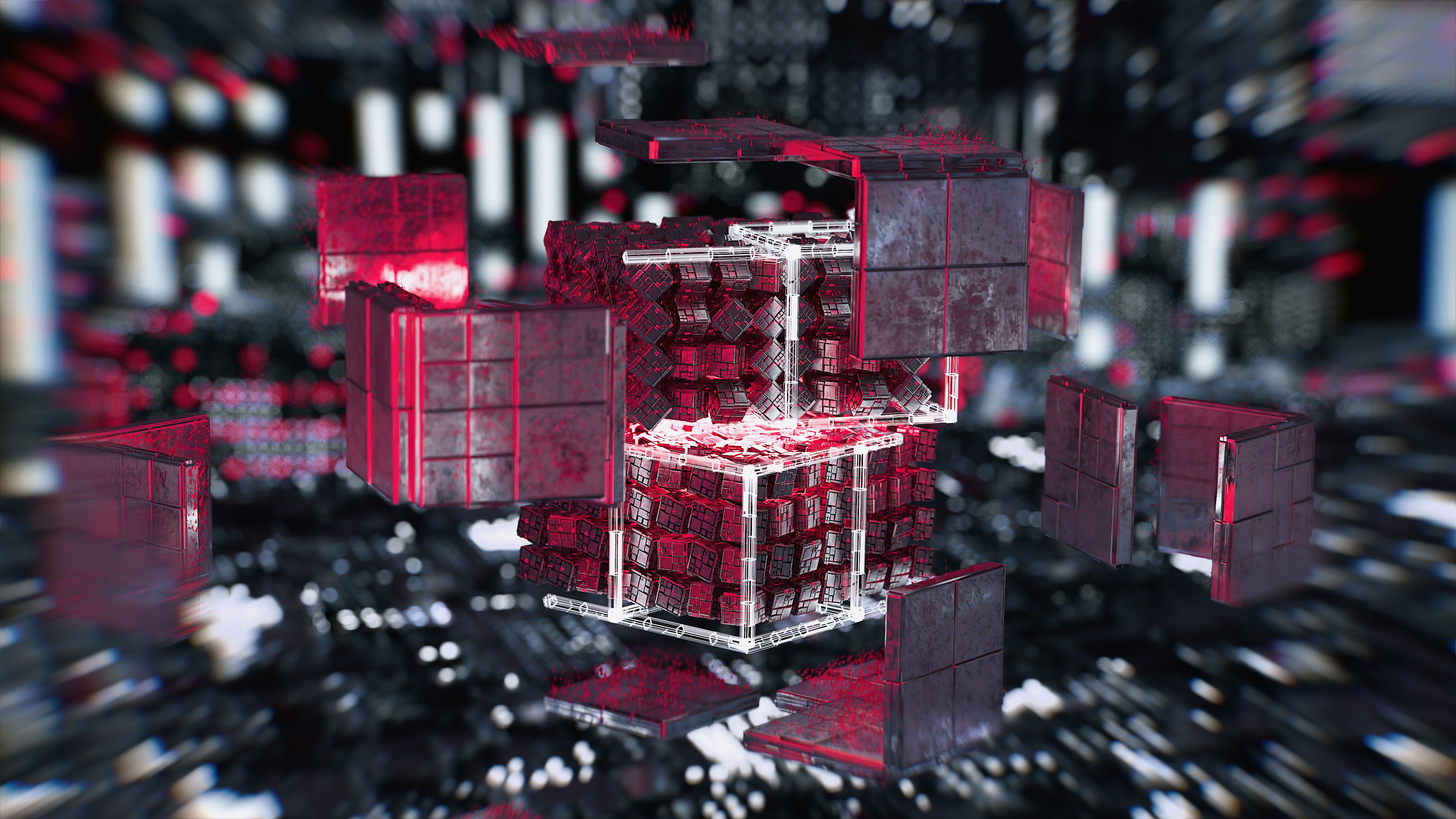 Hermle RS-05 Kampagne Social Media Kubus 3D Animation eines kompakter werdenden Würfels