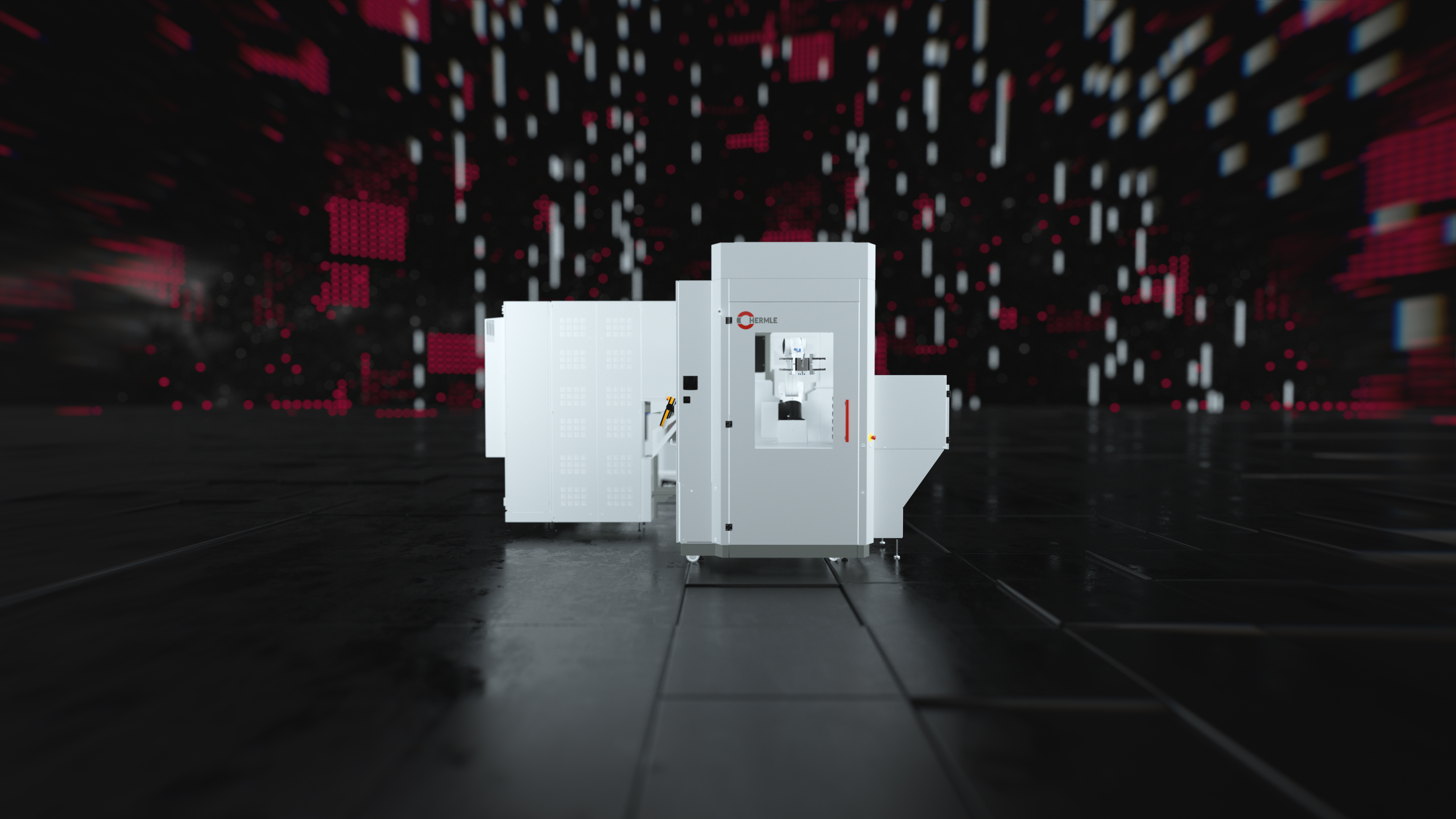 Hermle RS-05 Kampagne Social Media Produkt Animation des Robotersystems Hermle RS-05 in einem dunklen Umfeld