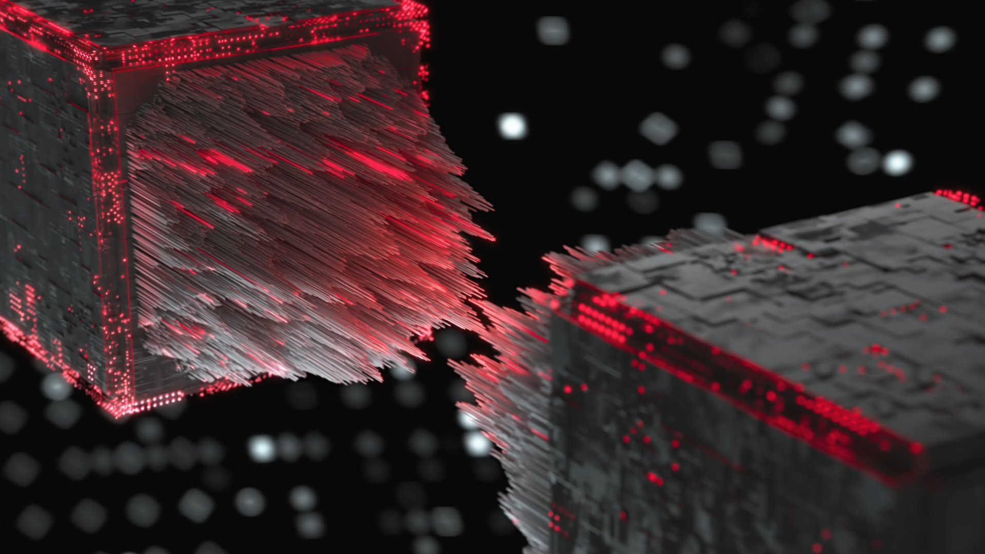 Hermle RS1 Kampagne Social Media Film Menue Simulation von aufeinander zustrebenden Linien aus Stahl