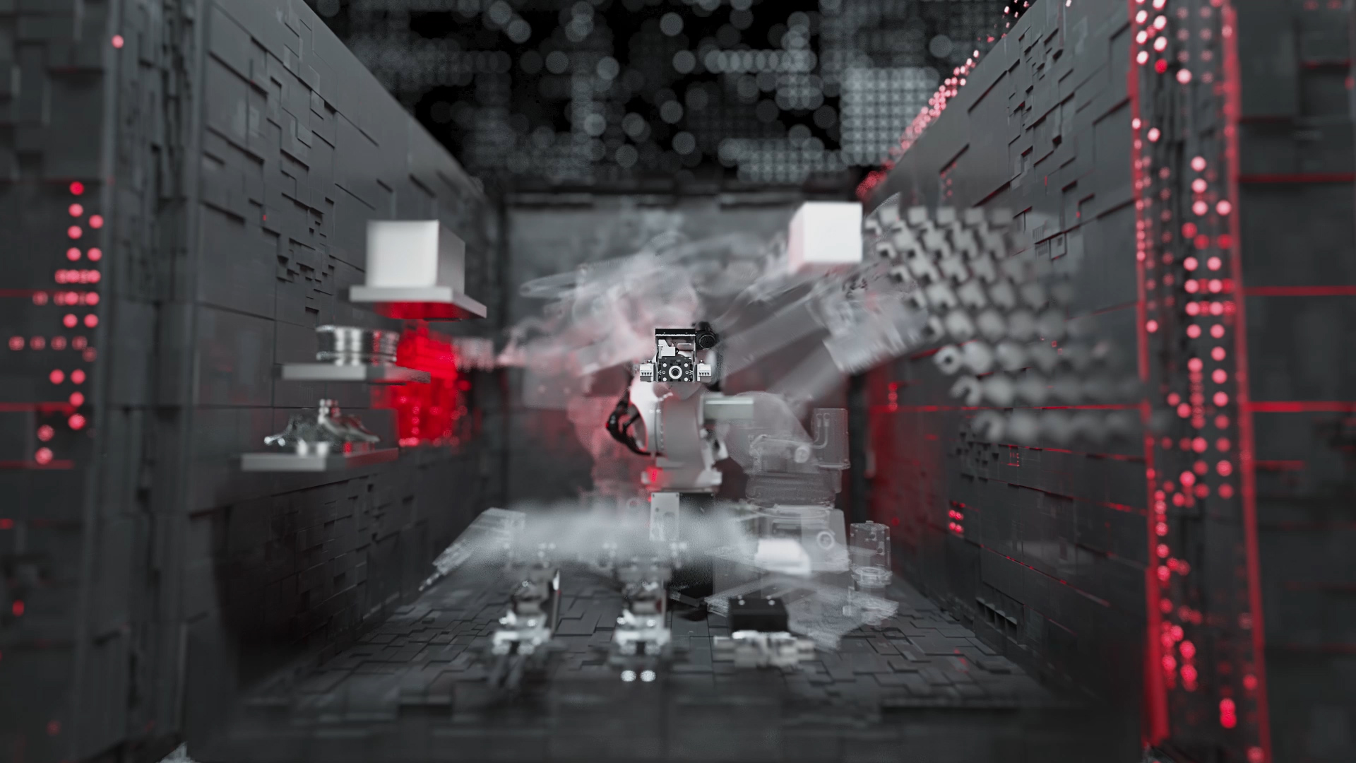 Hermle RS-1 Kampagne Social Media Film Roboterarm 3D Darstellung eines Kuka Roboters mit Ghosting Effekt