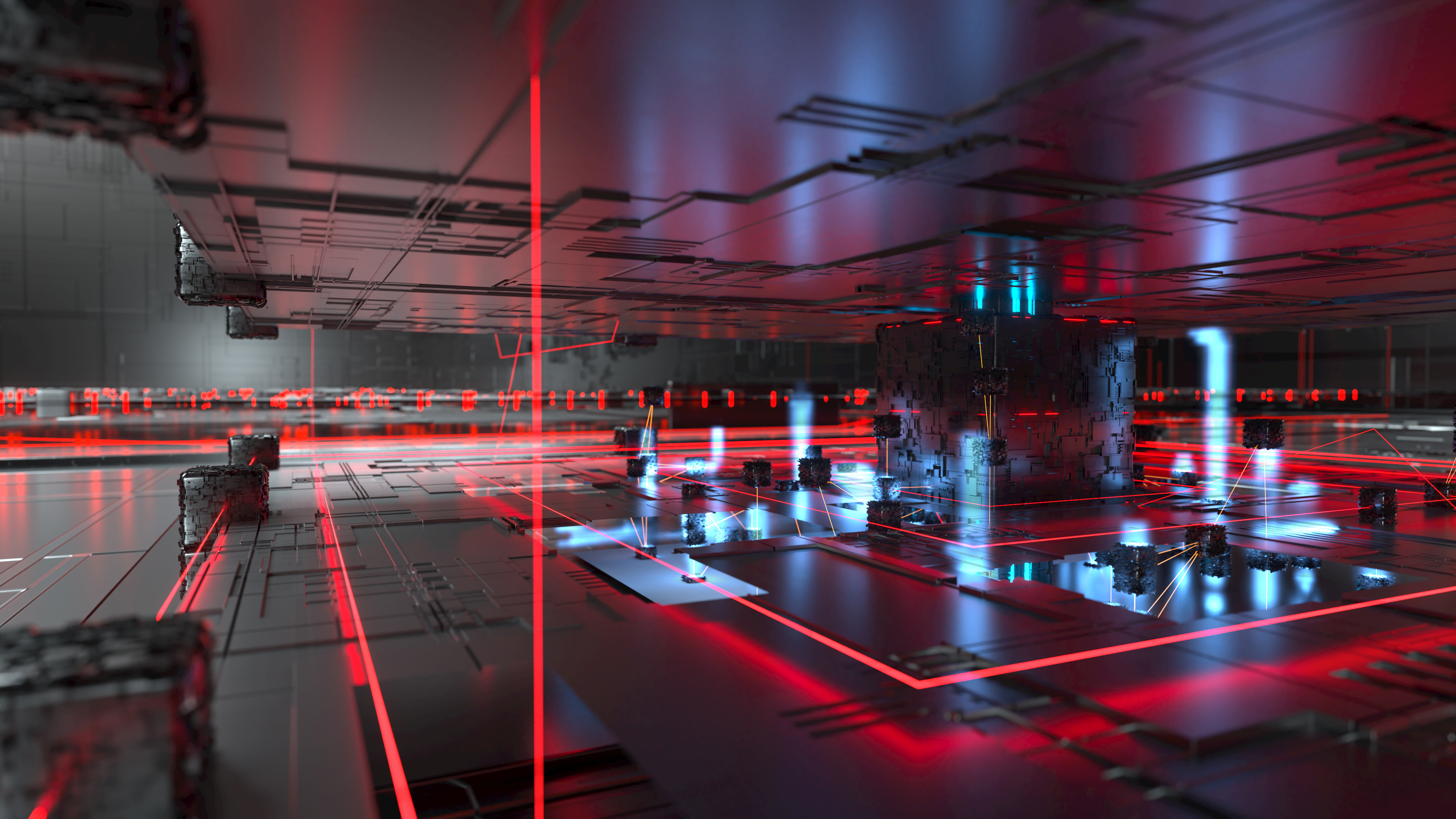 Hermle Robotersystem RS 05-2 Produktfilm Mood blau 3D Rendering des Hermle RS 05-2 Umfeldes in blau