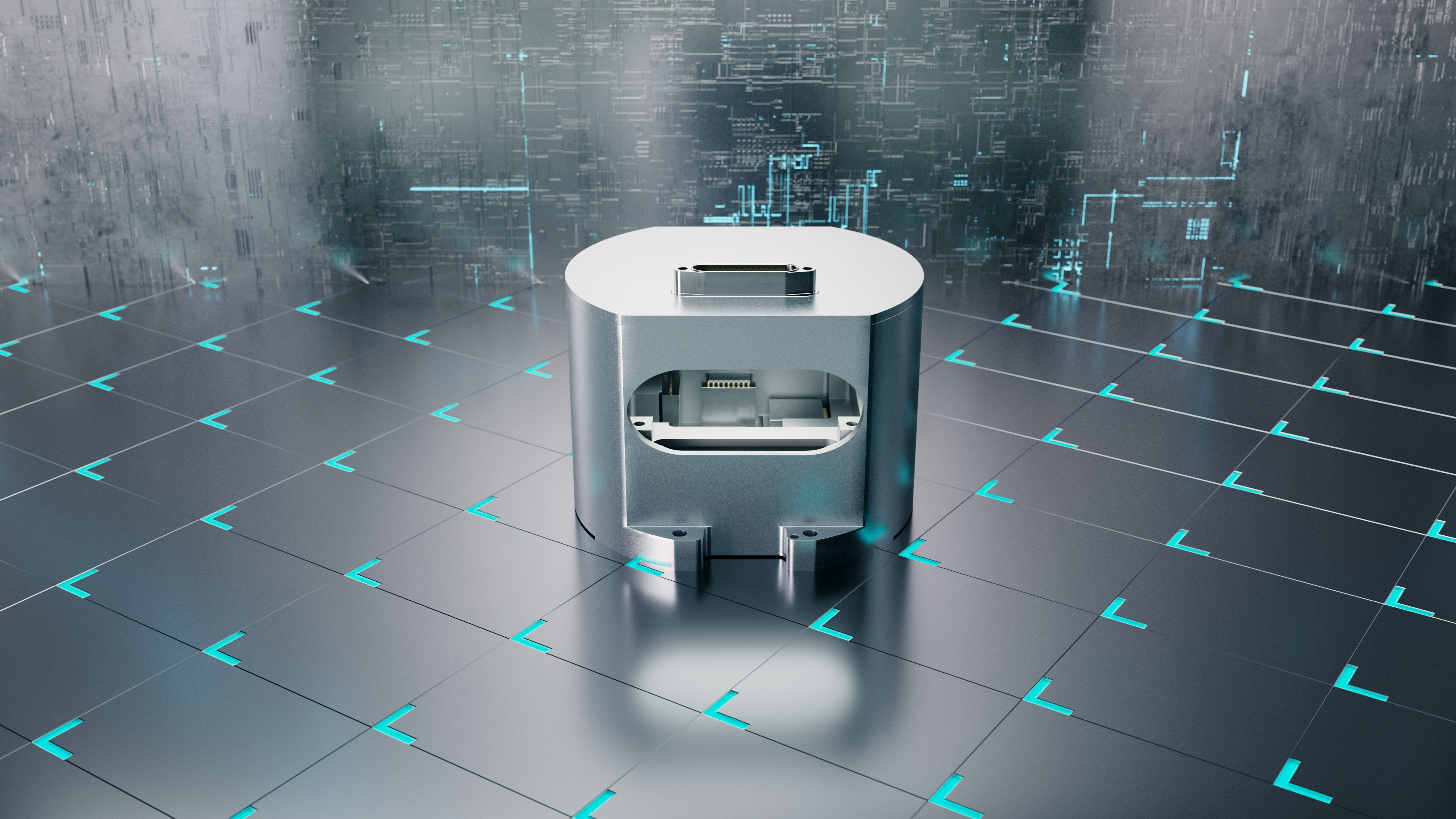 Litef Keyvisual MEMS Technologie 3D Animation von 3 Eingebaute inertiale Einheiten im Gehäuse