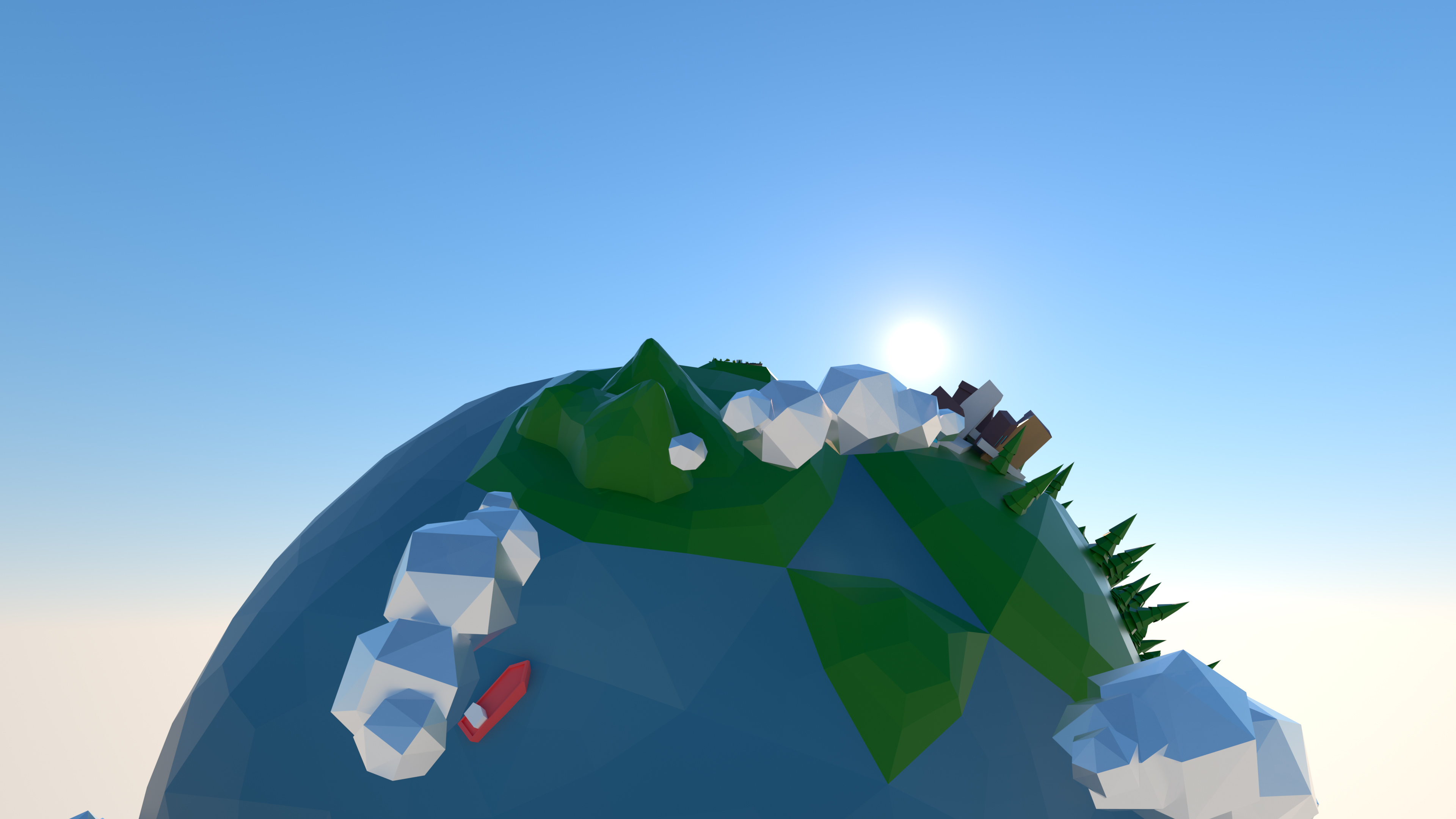 Rafi Kampagne Kis.Me Simply solved Anflug Flug über die Erde im low poly look