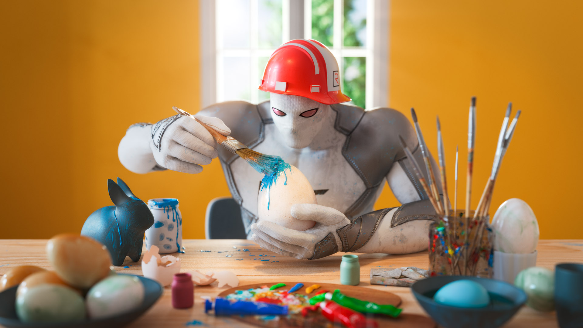 Rückert 3D Kampagne Ostern Superhero Rückert 3D Kampagne Ostern Superhero mit Ostereier