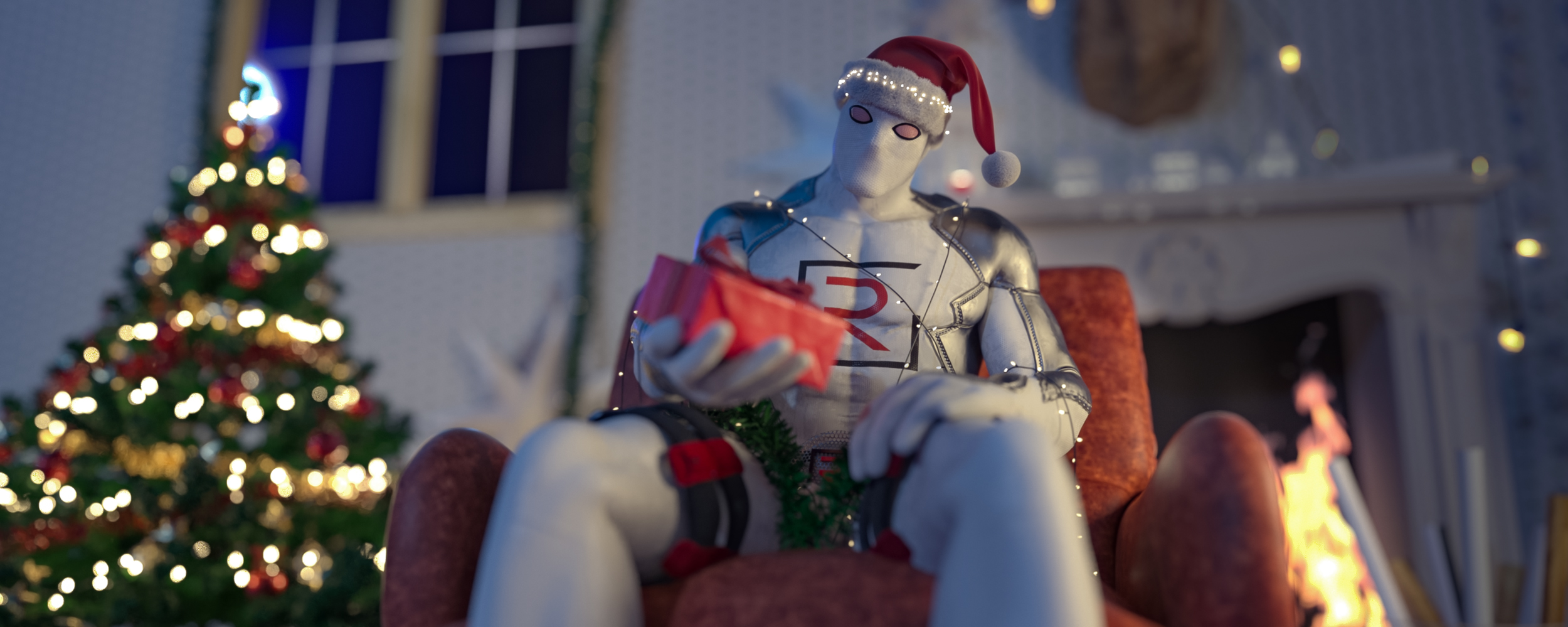 Rückert 3D Kampagne Weihnachten Superhero Rückert 3D Kampagne Weihnachten Superhero mit Geschenk