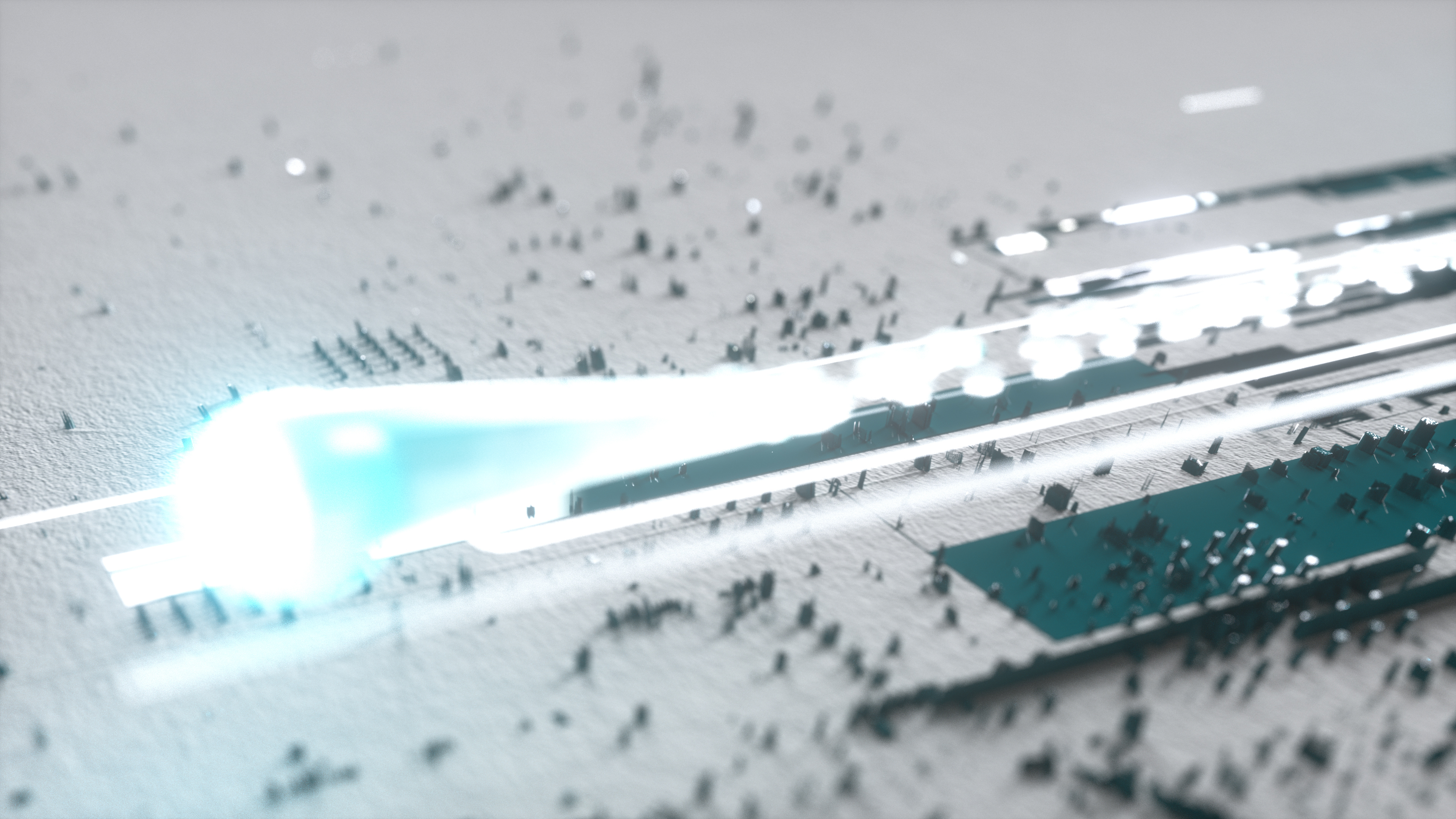 Stadtwerk am See 3D Leistungsfilm Abstraktes Grid Ein abstraktes Grid bewegt sich über eine Papieroberfläche