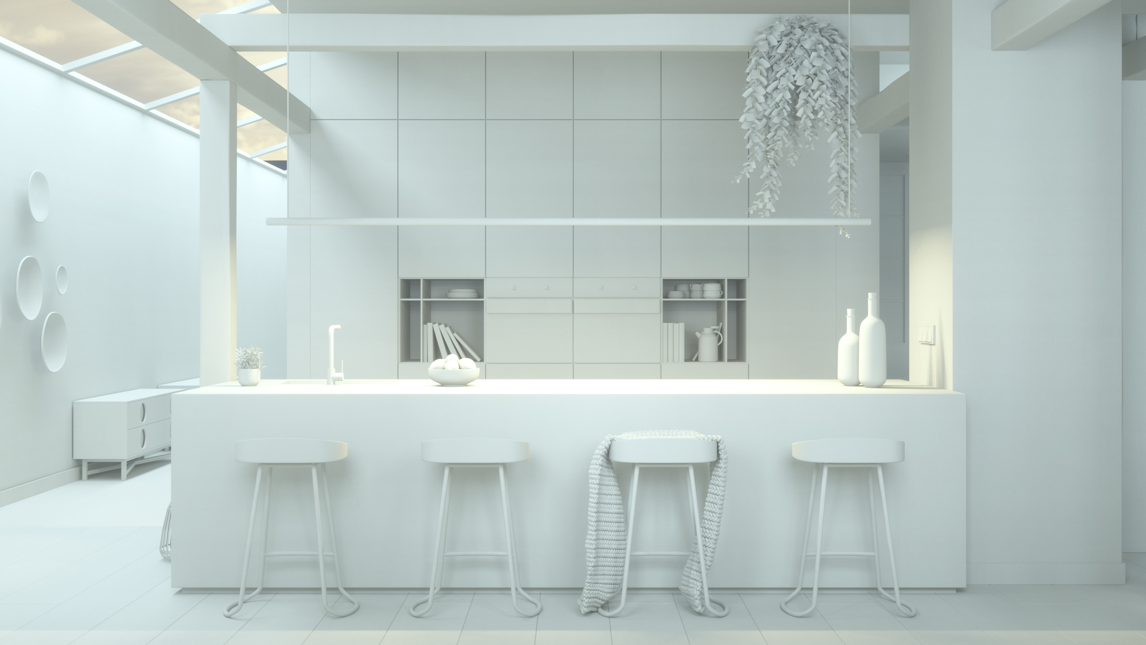 Stadtwerk am See 3D Leistungsfilm Innenräume Blick in ein weißes Loft