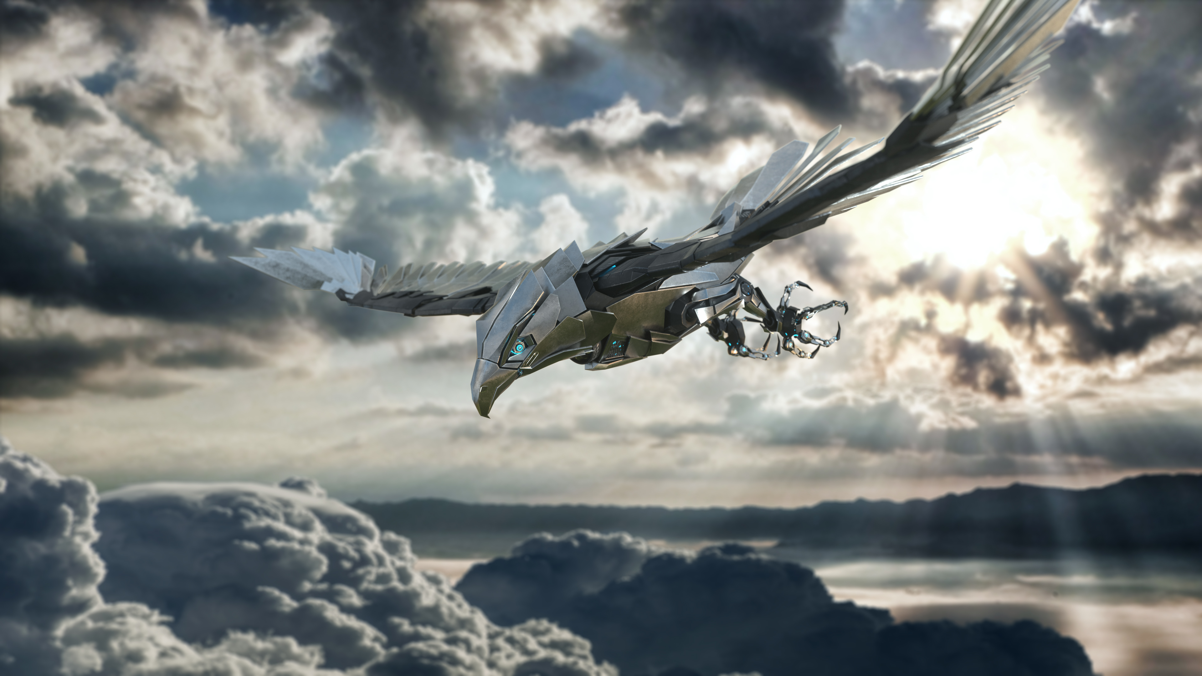 WSM 3D Adler aus Metall im Gleitflug WSM 3D Adler aus Metall vor einem Abendhimmel